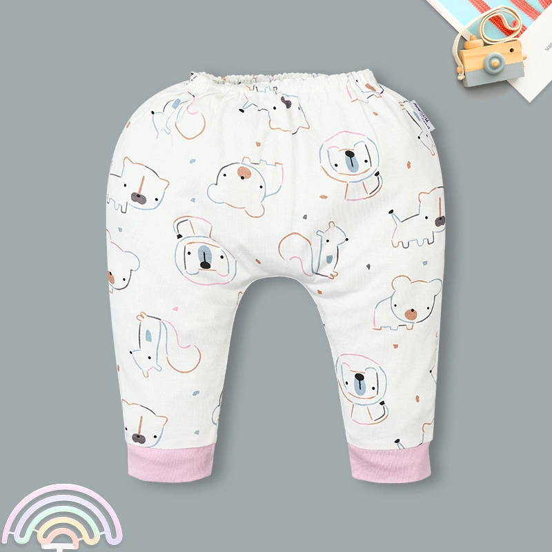 Set bộ tay dài sơ sinh cài chéo in hình thú BabyMommy màu trắng viền hồng 9