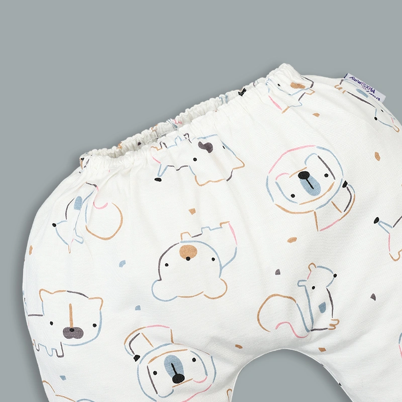 Set bộ tay dài sơ sinh cài chéo in hình thú BabyMommy màu trắng viền hồng 10