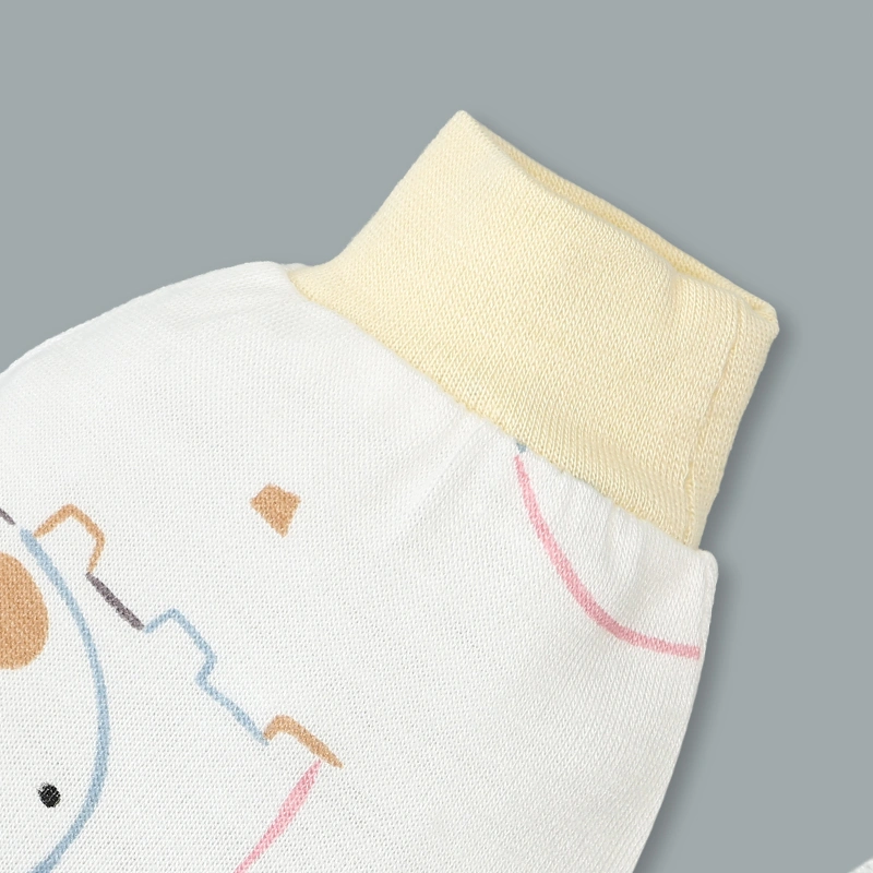 Set bộ tay dài sơ sinh cài chéo in hình thú BabyMommy màu trắng viền hồng 41