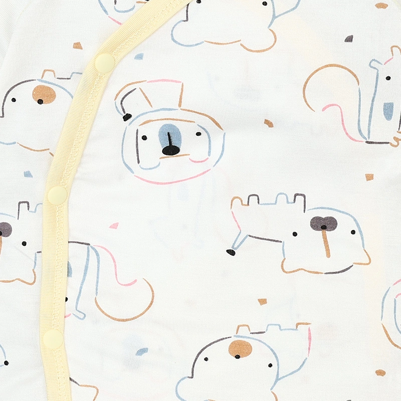 Set bộ tay dài sơ sinh cài chéo in hình thú BabyMommy màu trắng viền hồng 33