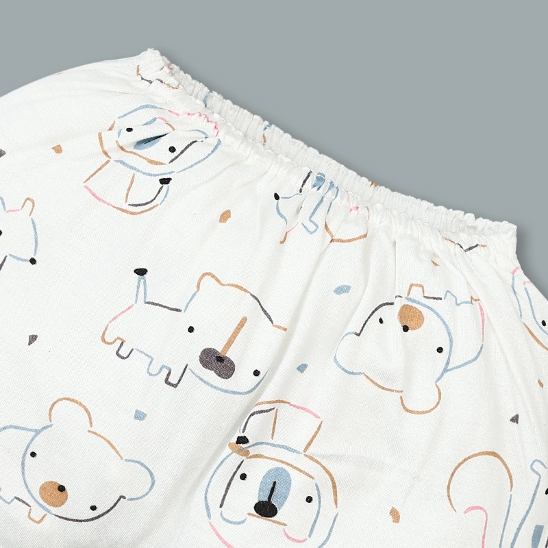 Set bộ tay dài sơ sinh cài chéo in hình thú BabyMommy màu trắng viền hồng 35