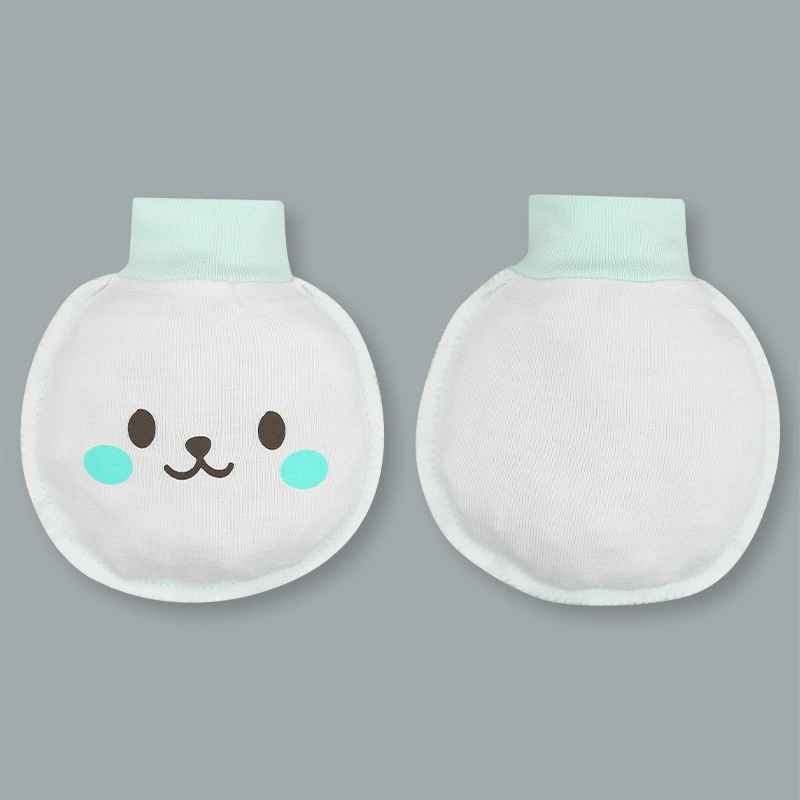 Set bộ tay dài sơ sinh cài giữa in cún BabyMommy màu trắng phối xanh mint 17