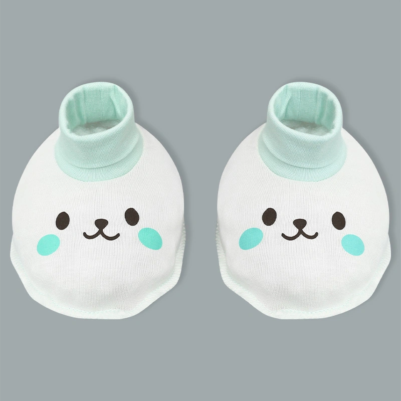 Set bộ tay dài sơ sinh cài giữa in cún BabyMommy màu trắng phối xanh mint 19