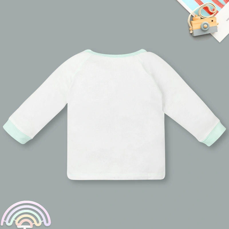 Set bộ tay dài sơ sinh cài giữa in cún BabyMommy màu trắng phối xanh mint 4