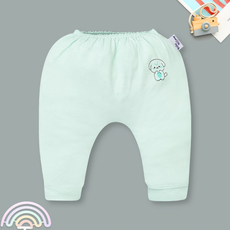 Set bộ tay dài sơ sinh cài giữa in cún BabyMommy màu trắng phối xanh mint 9