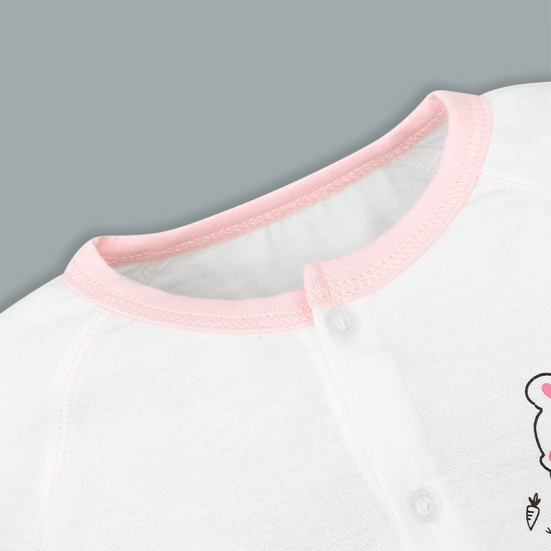 Set bộ tay dài sơ sinh cài giữa in cún BabyMommy màu trắng phối xanh mint 29