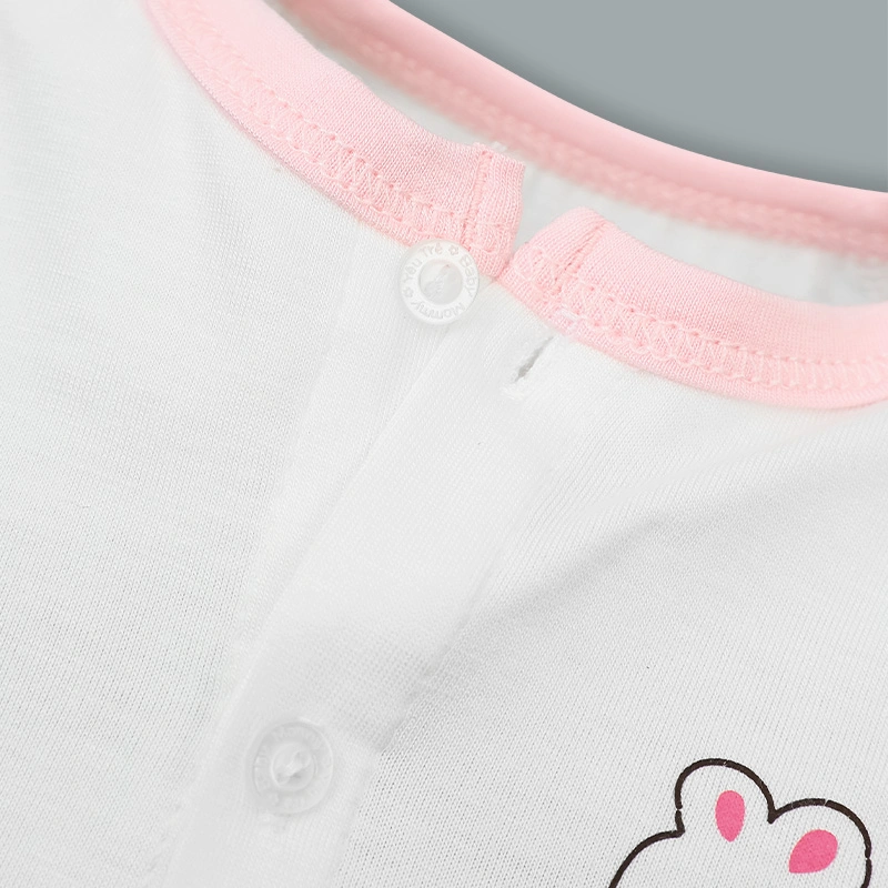 Set bộ tay dài sơ sinh cài giữa in cún BabyMommy màu trắng phối xanh mint 31