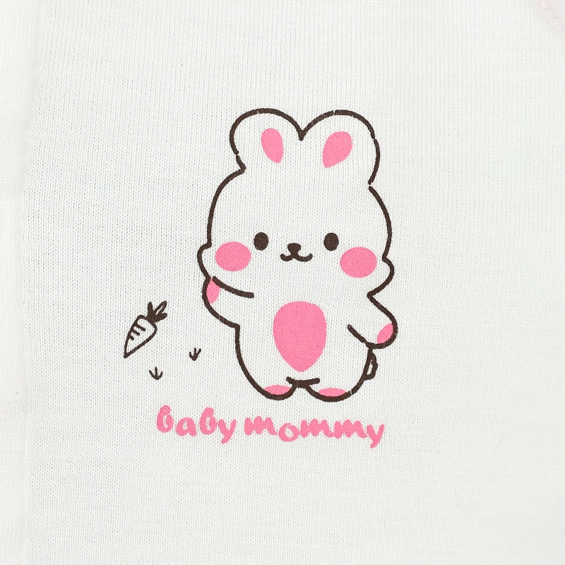 Set bộ tay dài sơ sinh cài giữa in cún BabyMommy màu trắng phối xanh mint 32