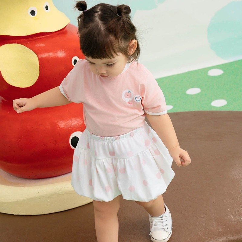 Set váy bé gái La Pomme chấm bi ngọt ngào màu hồng 2