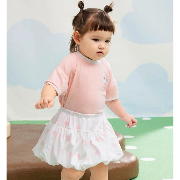Set váy bé gái La Pomme chấm bi ngọt ngào màu hồng 1