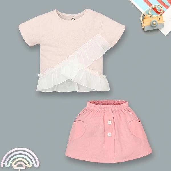 Set váy bé gái La Pomme bamboo hồng