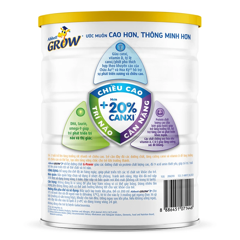 Sữa bột Abbott Grow 2+ hương vani 1.6 kg (từ 2 tuổi) 8