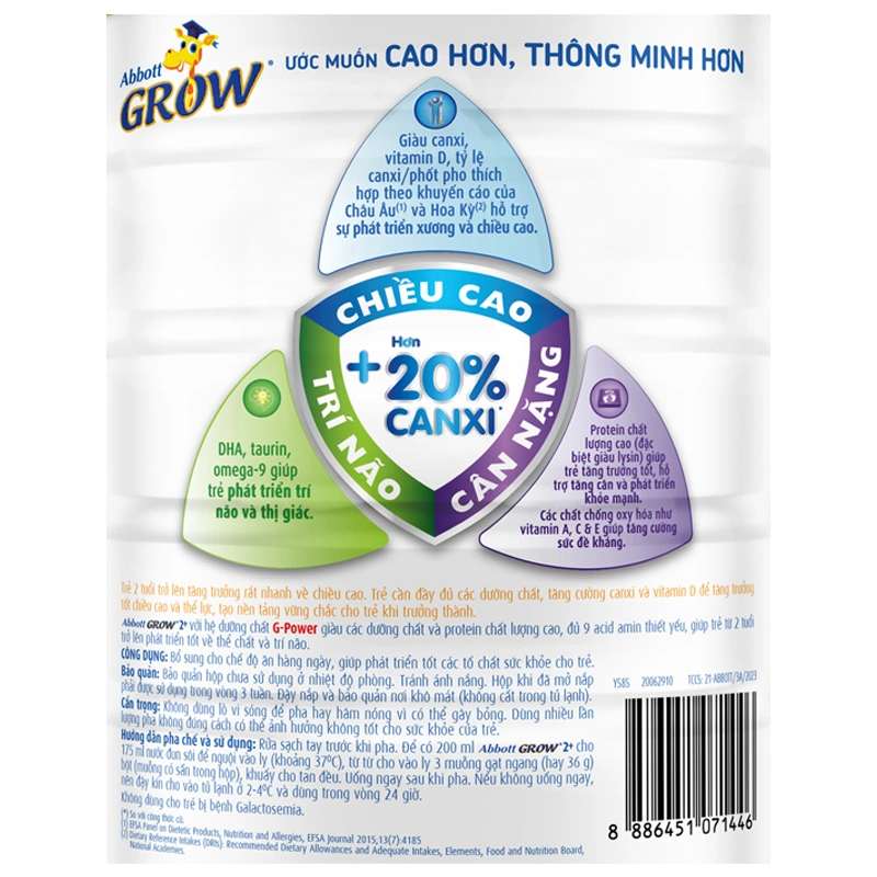 Sữa bột Abbott Grow 2+ hương vani 1.6 kg (từ 2 tuổi) 10