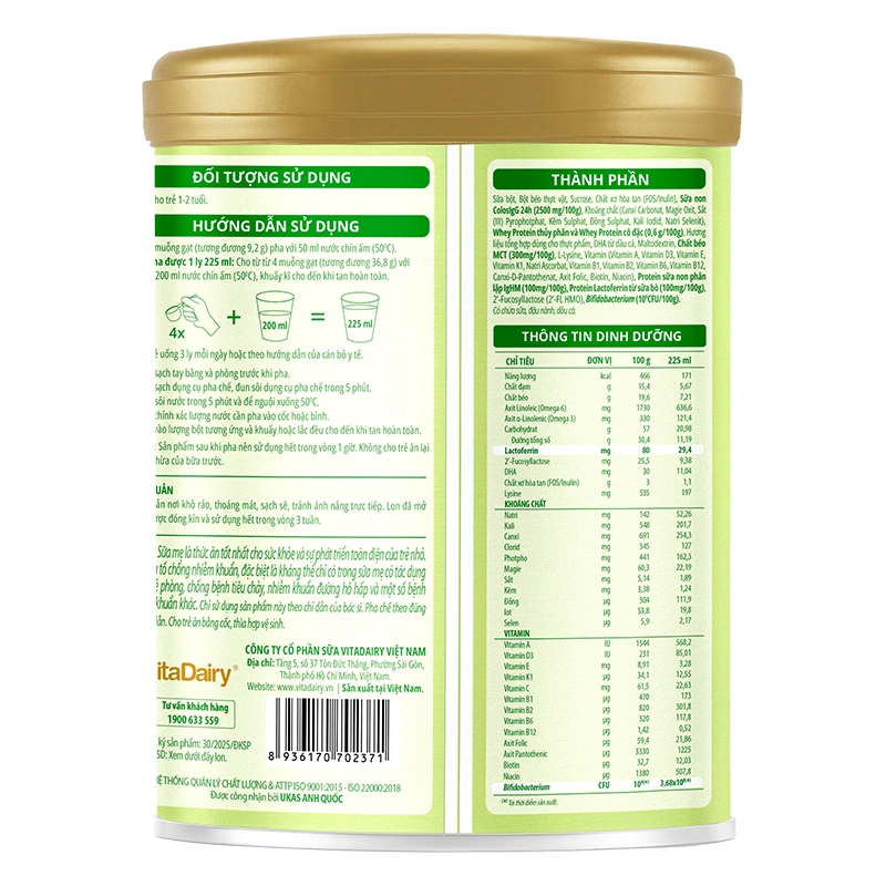 Sữa bột ColosBaby Lactoferrin 1+ (sữa non) hương tự nhiên 800g (1 - 2 tuổi) 4