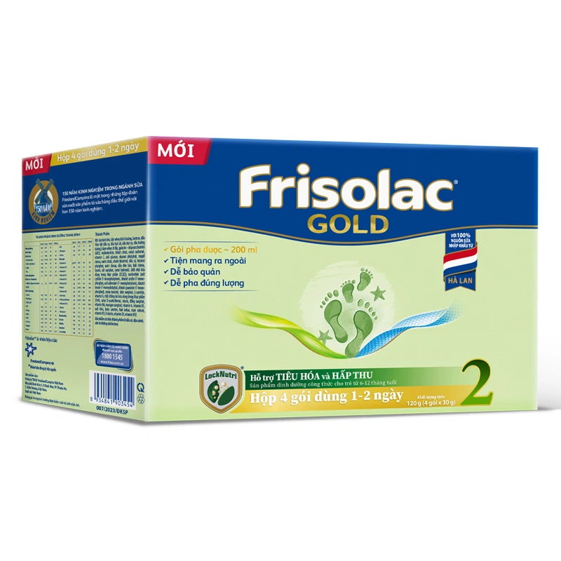 Sữa bột dạng gói Friso Gold số 2 hương vani 120g (6 - 12 tháng) 12