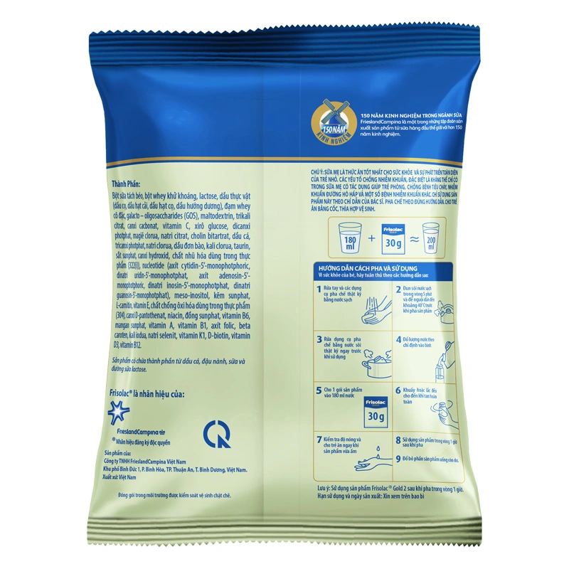 Sữa bột dạng gói Friso Gold số 2 hương vani 120g (6 - 12 tháng) 7