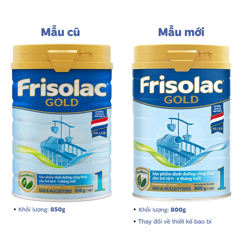 Sữa bột Frisolac Gold số 1 hương vani 850g (0 - 6 tháng) - Giao bao bì ngẫu nhiên 2