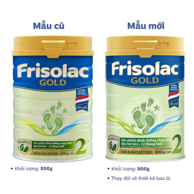 Sữa bột Frisolac Gold số 2 hương vani 850g/800g (6 - 12 tháng) - Giao bao bì ngẫu nhiên 2