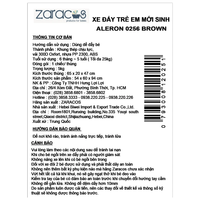 Xe đẩy 1 chiều gấp gọn Zaracos Aleron 0256 (6 tháng - 5 tuổi) - Màu xám đen 11