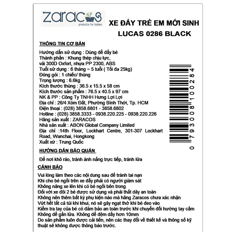 Xe đẩy 1 chiều gấp gọn Zaracos Lucas 0286 (6 tháng - 5 tuổi) - Màu xanh navy 11