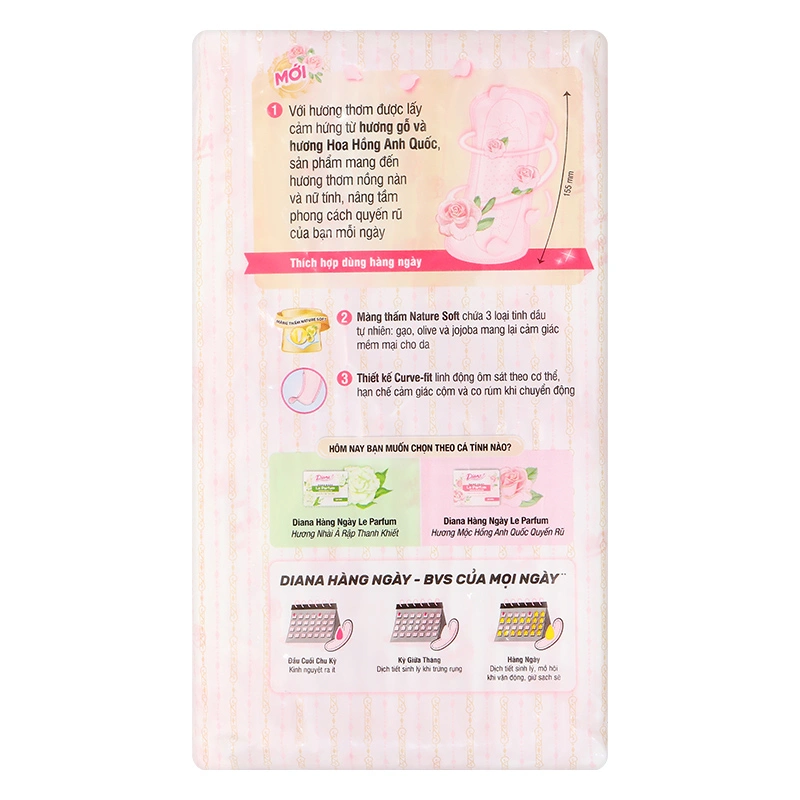 Băng vệ sinh hàng ngày Diana Le Parfum hương mộc hồng không cánh 40 miếng 2