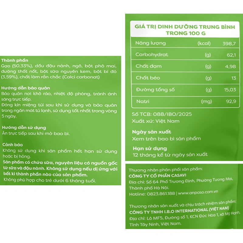 Bánh gạo ăn dặm ANPASO vị bí đỏ 30g (từ 7 tháng) 3