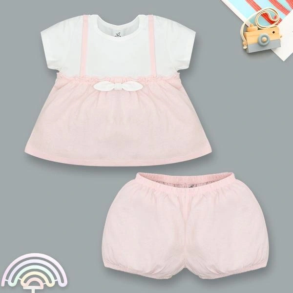 Bộ bé gái La Pomme cotton hồng