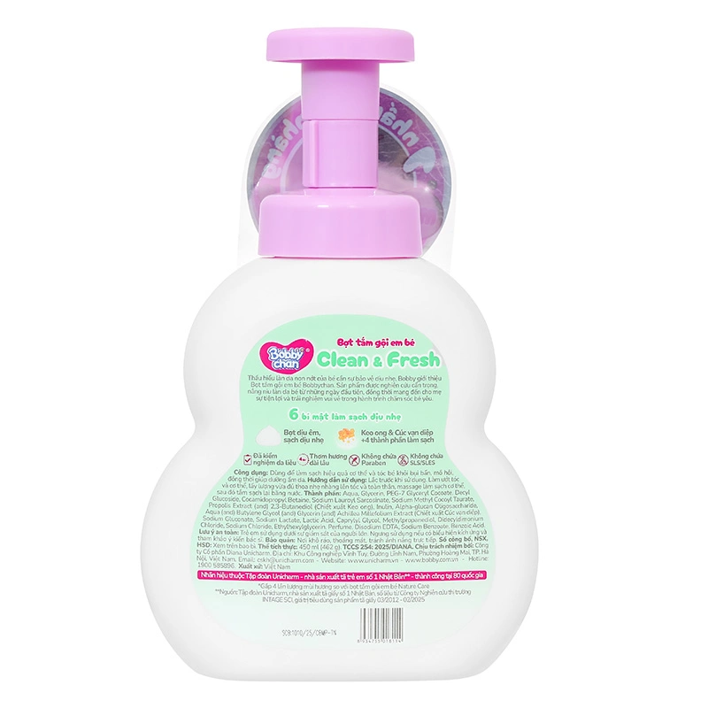 Bọt tắm & gội 2in1 cho bé BobbyChan Clear & Fresh hương trái cây 200 ml (mọi độ tuổi) 8