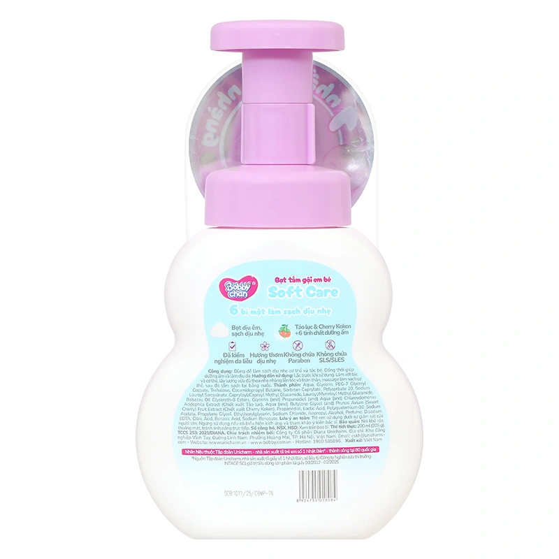 Bọt tắm & gội 2in1 cho bé BobbyChan Soft Care hương hoa 200 ml (mọi độ tuổi) 2