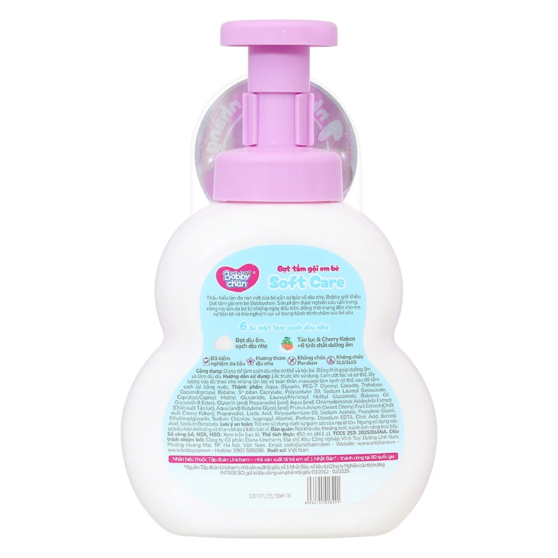 Bọt tắm & gội 2in1 cho bé BobbyChan Soft Care hương hoa 200 ml (mọi độ tuổi) 8