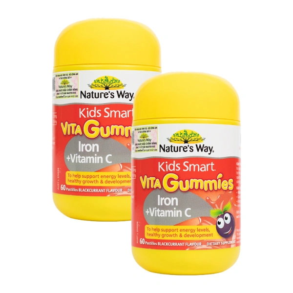 Combo 2 thực phẩm bổ sung Nature's Way Kids Smart Vita Gummies Iron Vitamin C bổ sung sắt, vitamin C giúp tăng sức đề kháng