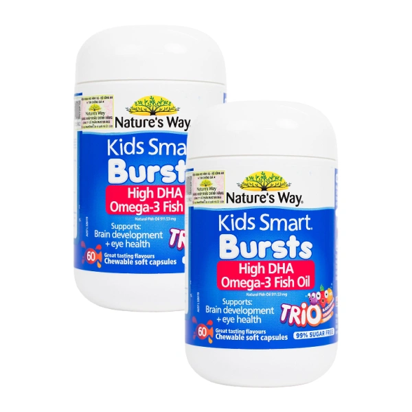 Combo 2 thực phẩm bổ sung Nature's Way Kids Smart Omega-3 Fish Oil Trio phát triển não bộ, thị lực