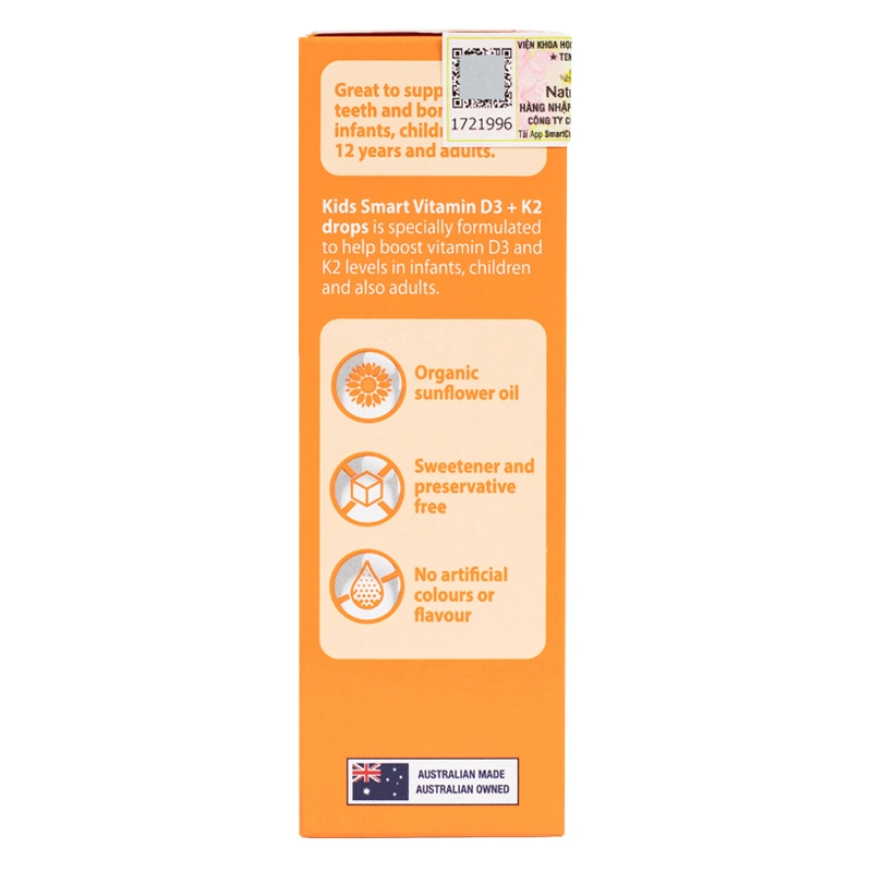 Thực phẩm bổ sung Nature's Way Kids Smart Drops Vitamin D3+K2 hỗ trợ hấp thu canxi, 11 ml dạng nhỏ giọt (từ 0 tháng) 10