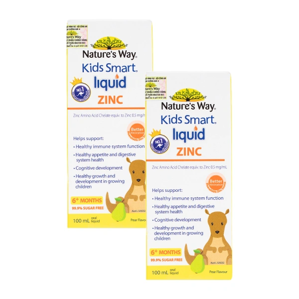 Combo 2 thực phẩm bổ sung Nature's Way Kids Smart Liquid Zinc bổ sung kẽm hỗ trợ ăn ngon, tăng đề kháng