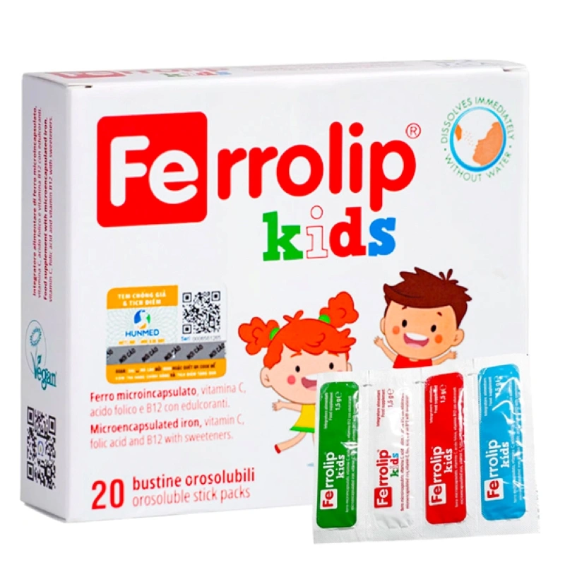 Combo 3 Ferrolip Kids bổ sung sắt hương dâu, 20 gói dạng bột (từ 1 tuổi) 2