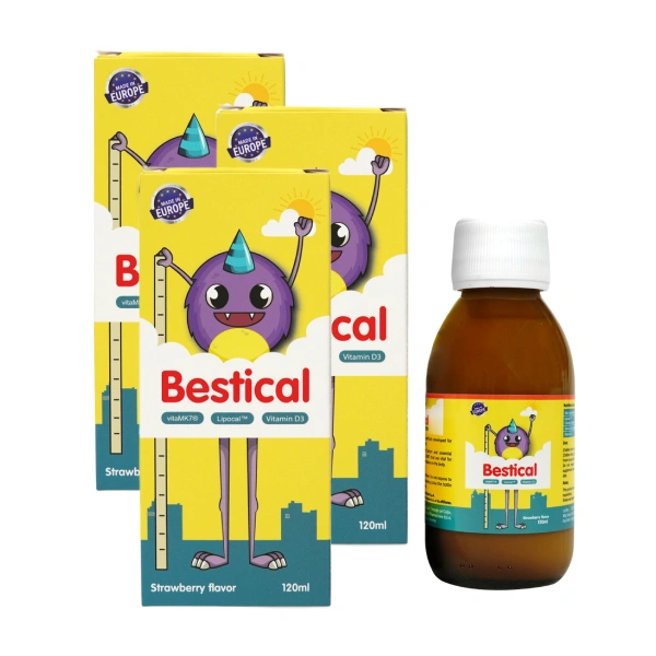 Combo 3 siro Bestical hỗ trợ xương và răng chắc khỏe hương dâu, 120 ml dạng uống (từ 4 tháng) - Giao bao bì ngẫu nhiên 1