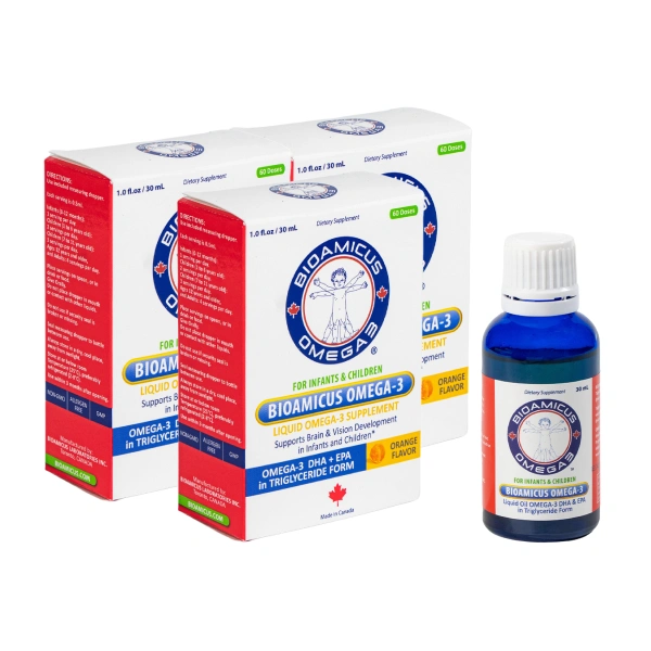 Combo 3 BioAmicus Omega-3 hỗ trợ não bộ và thị giác hương cam, 30 ml dạng uống (từ 0 tháng) 1
