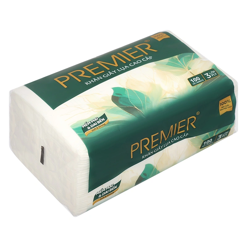 Combo 6 gói 100 tờ khăn giấy lụa PREMIER không mùi 3 lớp 12,5x17cm 2