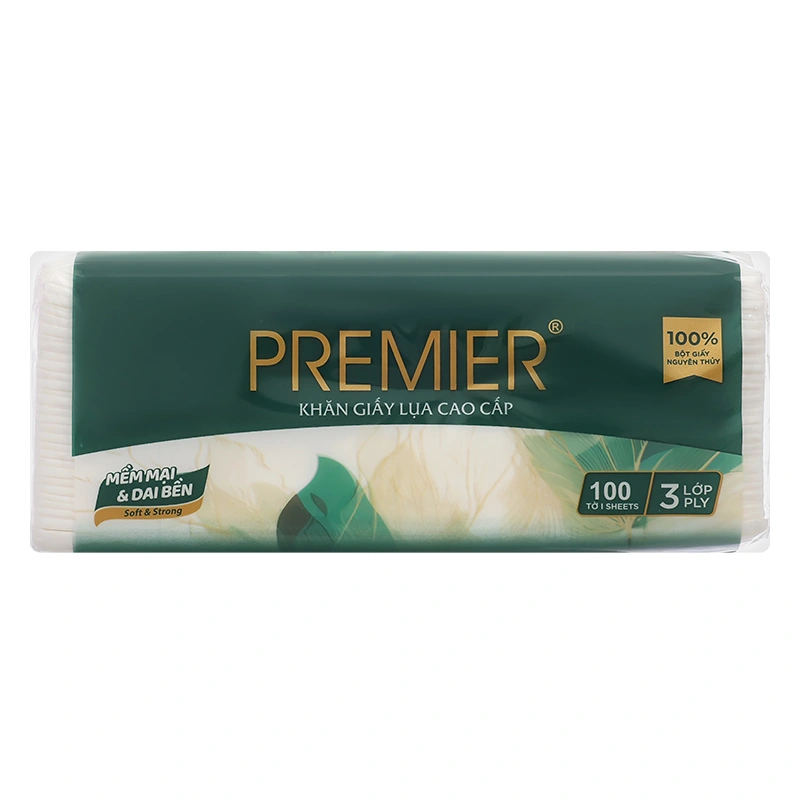 Combo 6 gói 100 tờ khăn giấy lụa PREMIER không mùi 3 lớp 12,5x17cm 5