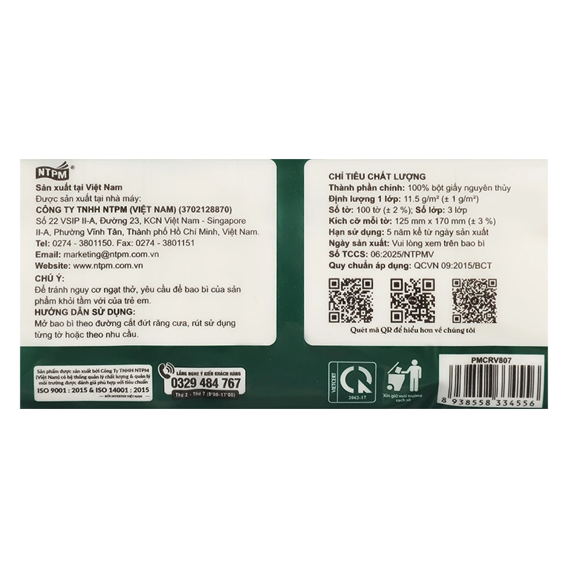 Combo 6 gói 100 tờ khăn giấy lụa PREMIER không mùi 3 lớp 12,5x17cm 9