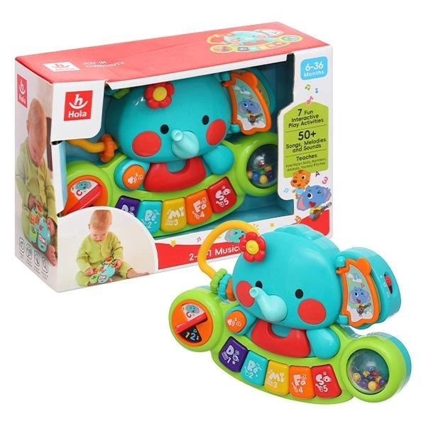 Đồ chơi đàn piano hình voi con 2in1 Hola 3135