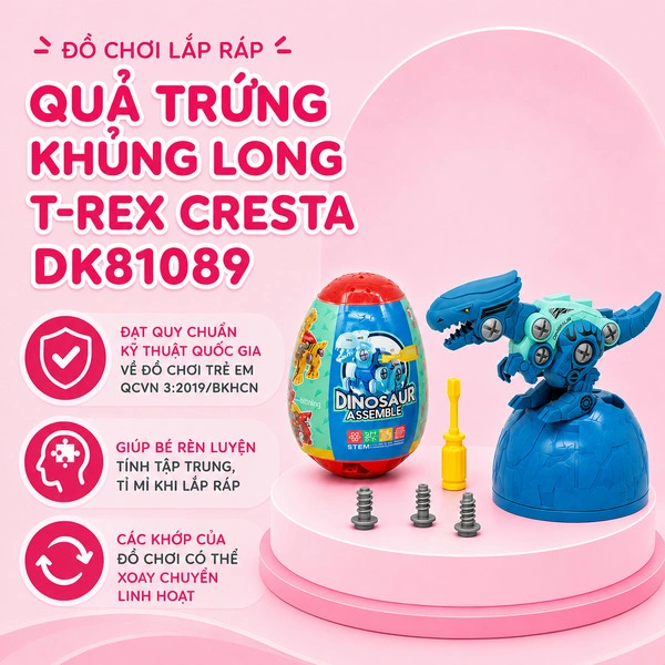 Đồ chơi lắp ráp khủng long - quả trứng T-rex CRESTA DK81089 - Màu ngẫu nhiên 1