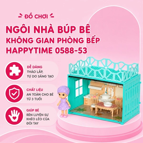 Đồ chơi ngôi nhà búp bê không gian phòng khách HappyTime 0588-56 31