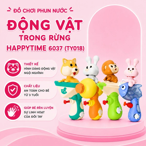Đồ chơi phun nước chủ đề động vật trong rừng HappyTime 6037 (TY018) - Giao mẫu ngẫu nhiên 1