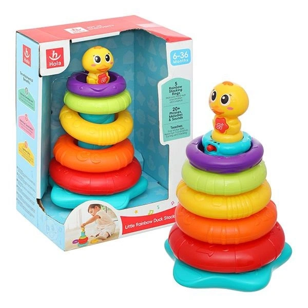 Đồ chơi tháp cầu vồng xếp chồng hình vịt con Hola 2101