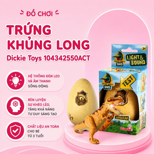 Đồ chơi trứng khủng long Dickie Toys 104342550ACT - Mẫu ngẫu nhiên 1