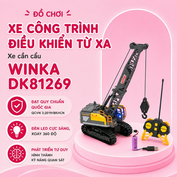 Đồ chơi xe công trình điều khiển từ xa - xe cần cẩu WINKA DK81269 1