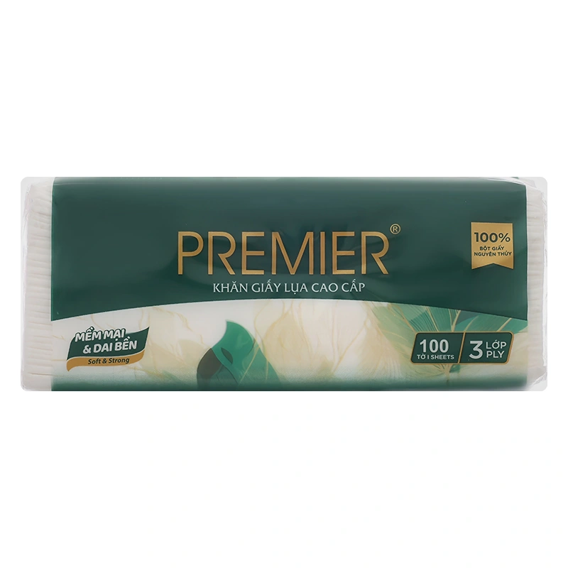 Combo 6 gói 100 tờ khăn giấy lụa PREMIER không mùi 3 lớp 12,5x17cm 13