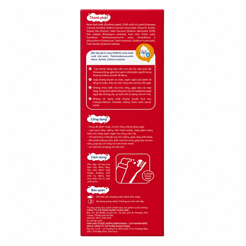 Bọt tập đánh răng cho bé từ 1 tuổi Midkid hương dâu 60 ml 4