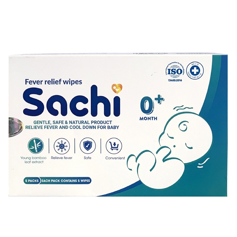 Khăn hạ sốt Sachi cho bé từ 0 tháng (hộp 5 túi) 2